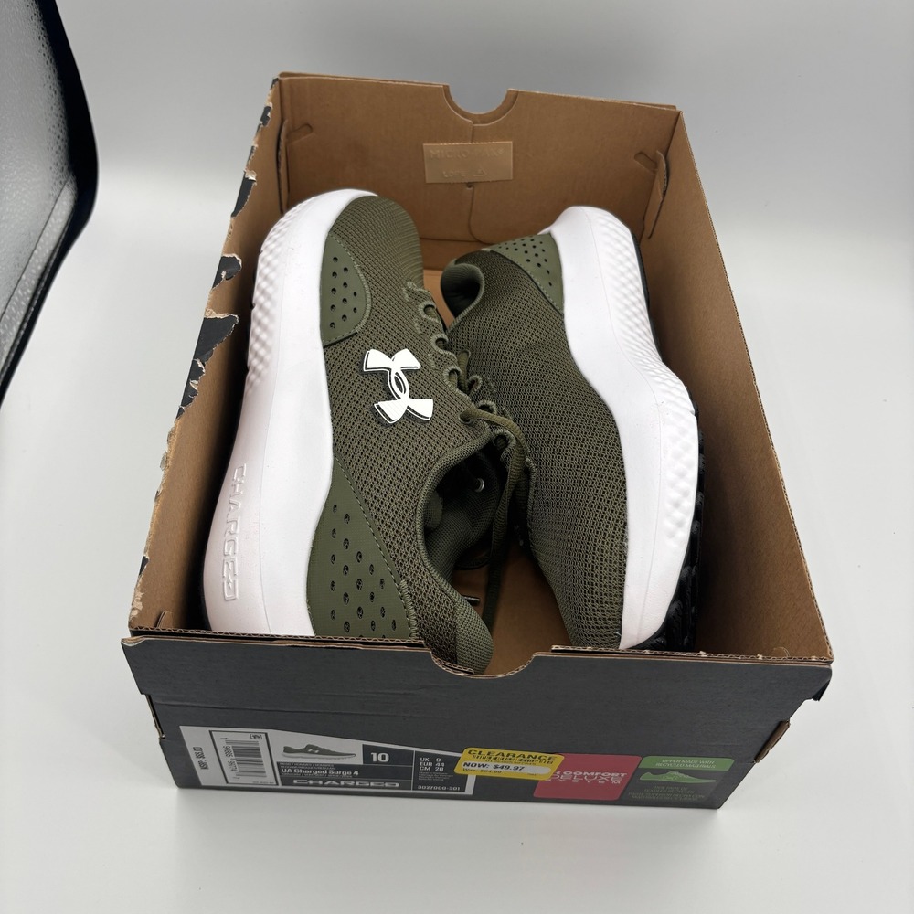 Under Armour Charged Surge 4 Shoes Mens Size 10 Green White Running 3027000-301 - Picture 7 of 8